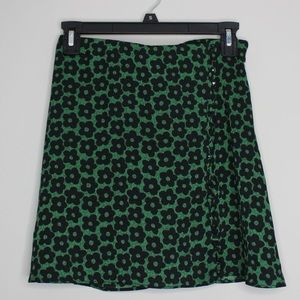 Urban Outfitters Chiffon Button Mini Skirt Y2K Floral Print Green Black Size S